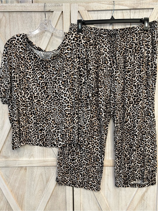 Joyspun Other - Women's Leopard Print Pajama Set - Taupe & Black Sleep Top and Pants
